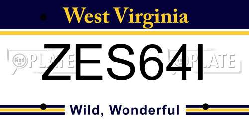 ZES64I West Virginia License Plate