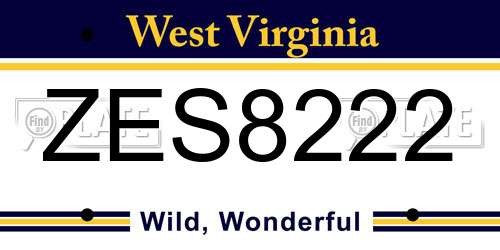 ZES8222 West Virginia License Plate