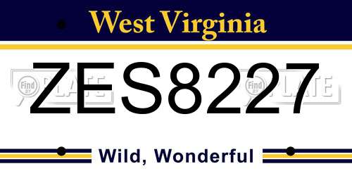 ZES8227 West Virginia License Plate