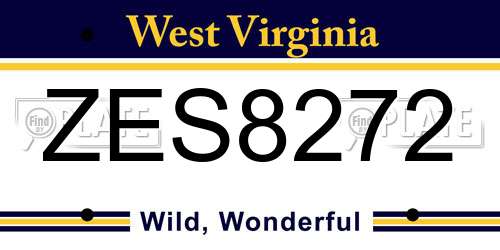 ZES8272 West Virginia License Plate