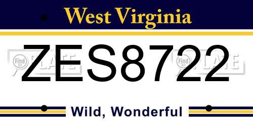 ZES8722 West Virginia License Plate