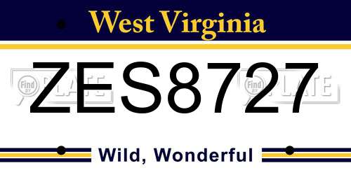 ZES8727 West Virginia License Plate