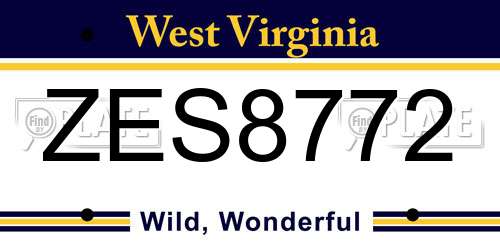 ZES8772 West Virginia License Plate