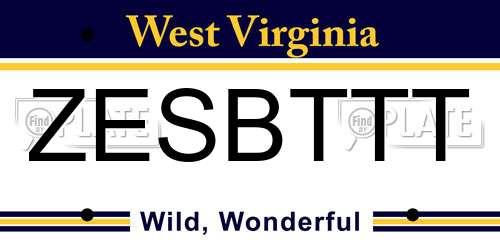 ZESBTTT West Virginia License Plate