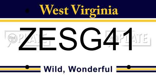 ZESG41 West Virginia License Plate