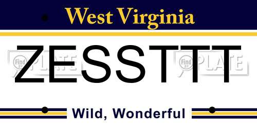 ZESSTTT West Virginia License Plate