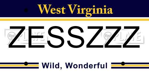 ZESSZZZ West Virginia License Plate