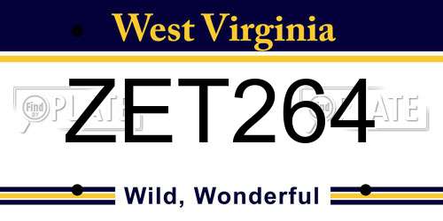 ZET264 West Virginia License Plate