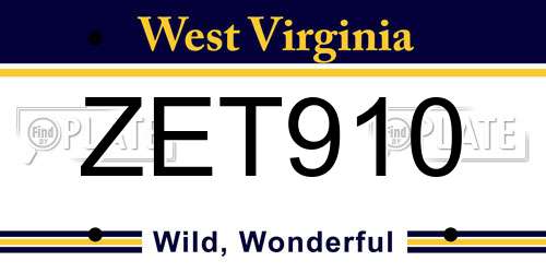 ZET910 West Virginia License Plate
