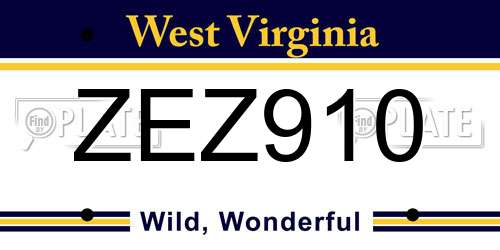 ZEZ910 West Virginia License Plate