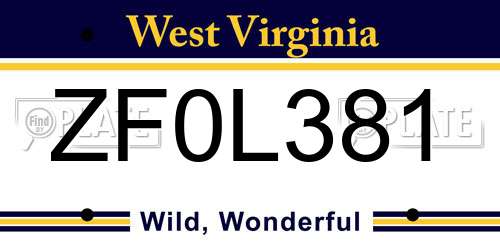 ZF0L381 West Virginia License Plate