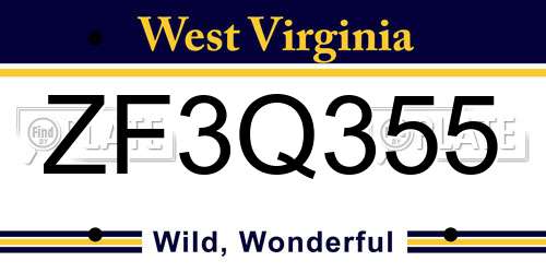 ZF3Q355 West Virginia License Plate