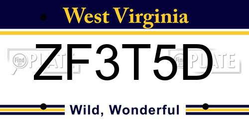 ZF3T5D West Virginia License Plate