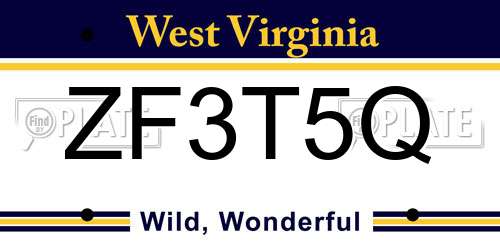 ZF3T5Q West Virginia License Plate
