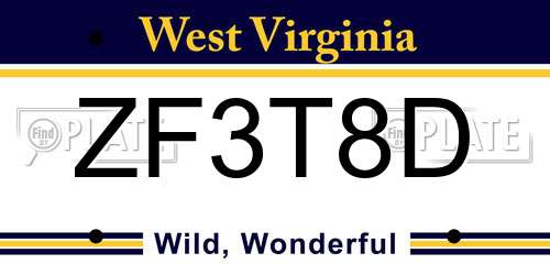 ZF3T8D West Virginia License Plate