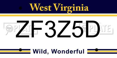 ZF3Z5D West Virginia License Plate