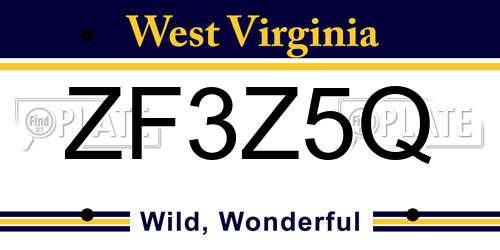 ZF3Z5Q West Virginia License Plate
