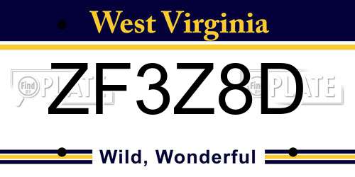 ZF3Z8D West Virginia License Plate