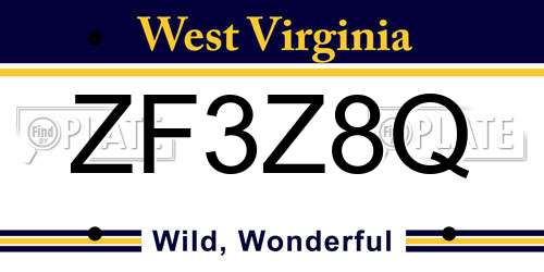 ZF3Z8Q West Virginia License Plate