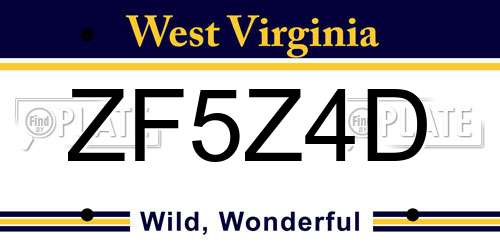 ZF5Z4D West Virginia License Plate