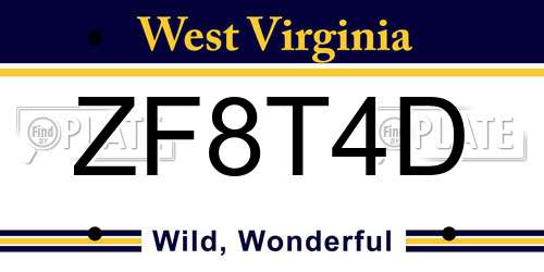 ZF8T4D West Virginia License Plate