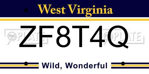 ZF8T4Q West Virginia License Plate