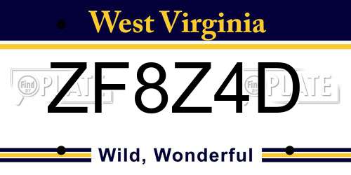 ZF8Z4D West Virginia License Plate