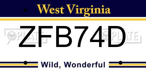 ZFB74D West Virginia License Plate