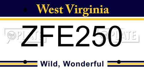 ZFE250 West Virginia License Plate