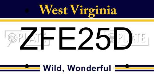 ZFE25D West Virginia License Plate