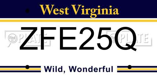 ZFE25Q West Virginia License Plate