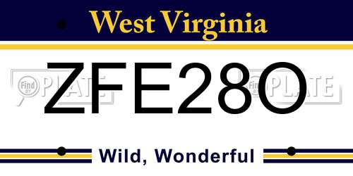 ZFE28O West Virginia License Plate