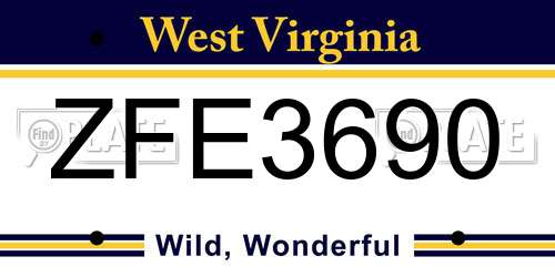 ZFE3690 West Virginia License Plate