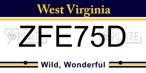 ZFE75D West Virginia License Plate