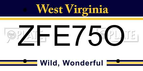 ZFE75O West Virginia License Plate
