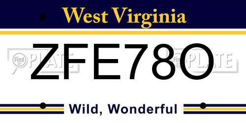 ZFE78O West Virginia License Plate