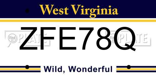 ZFE78Q West Virginia License Plate