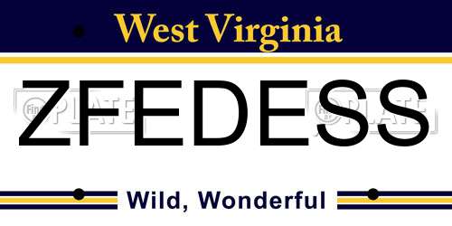ZFEDESS West Virginia License Plate