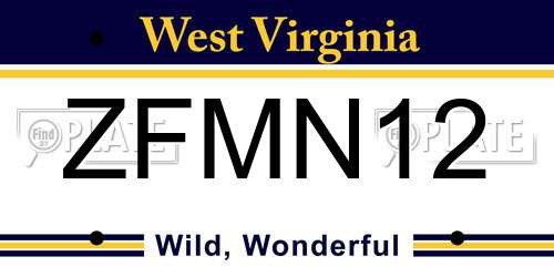 ZFMN12 West Virginia License Plate