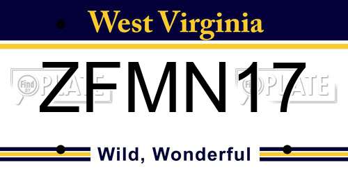 ZFMN17 West Virginia License Plate