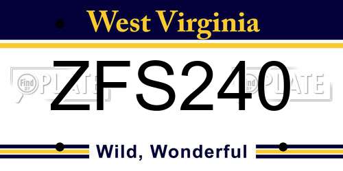 ZFS240 West Virginia License Plate