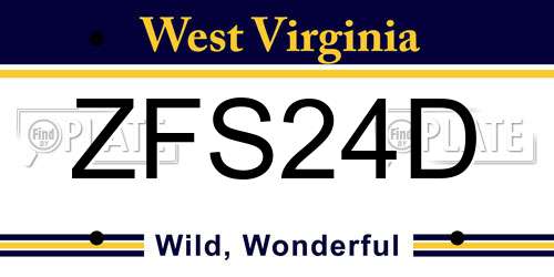 ZFS24D West Virginia License Plate