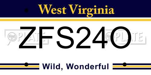 ZFS24O West Virginia License Plate