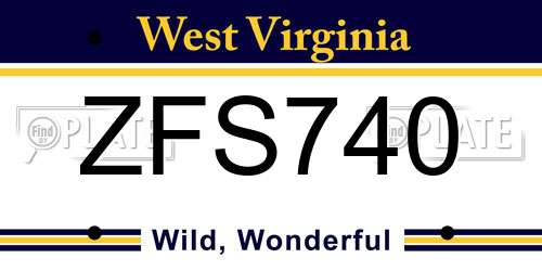 ZFS740 West Virginia License Plate