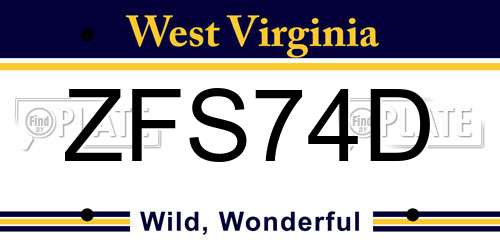 ZFS74D West Virginia License Plate