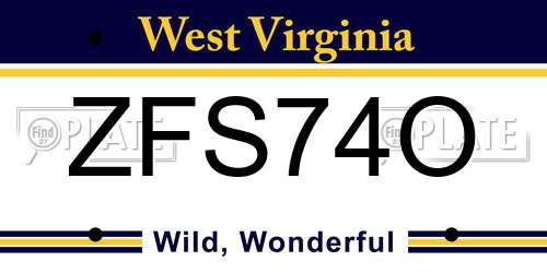 ZFS74O West Virginia License Plate