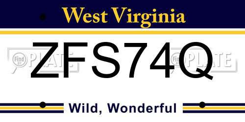 ZFS74Q West Virginia License Plate