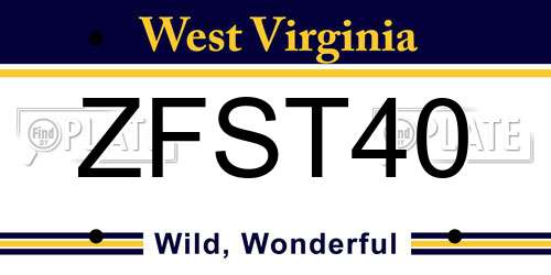 ZFST40 West Virginia License Plate