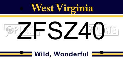 ZFSZ40 West Virginia License Plate