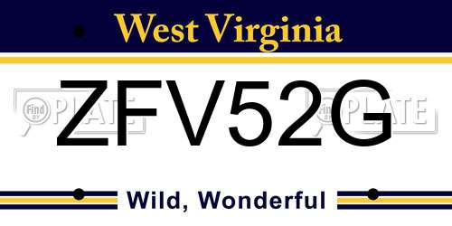 ZFV52G West Virginia License Plate